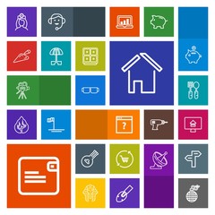 Modern, simple, colorful vector icon set with purse, explosion, nurse, dollar, shop, fire, folk, care, estate, spoon, real, movie, business, online, danger, restaurant, architecture, internet icons