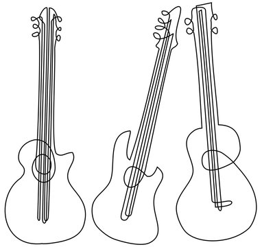 Abstract guitar one line drawing