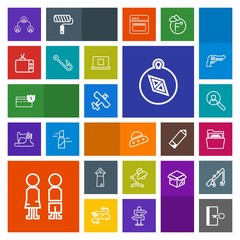 Modern, simple, colorful vector icon set with exit, office, computer, famous, direction, airplane, architecture, account, people, happy, online, file, landmark, technology, spaceship, business icons
