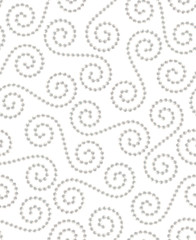 Seamless pattern in the form of curls. Curls consist of white pearls. Illustration.