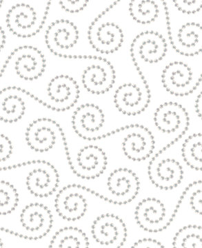 Seamless pattern in the form of curls. Curls consist of white pearls. Illustration.