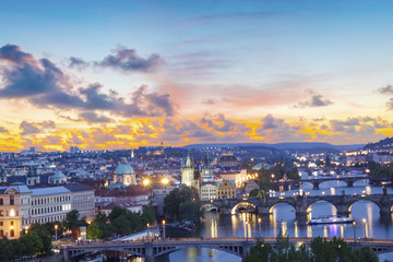 Fototapeta na wymiar Beautiful view of Charles Bridge, Old Town and Old Town Tower of Charles Bridge, Czech Republic