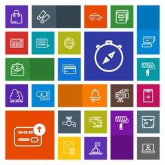 Modern, simple, colorful vector icon set with roller, cash, bell, helicopter, direction, plastic, south, transport, post, fashion, tap, transportation, alarm, brush, faucet, finance, technology icons