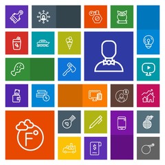 Modern, simple, colorful vector icon set with falling, internet, credit, shopping, house, war, hand, bomb, profile, paintbrush, media, increase, pencil, weapon, card, real, musical, fahrenheit icons