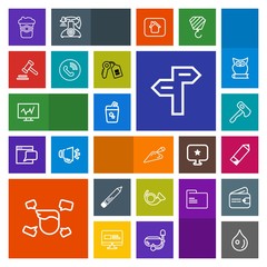 Modern, simple, colorful vector icon set with courthouse, law, hammer, musical, bugle, drink, doctor, man, coffee, tool, stationery, drop, summer, pen, shovel, boy, rain, male, construction, way icons