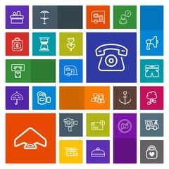 Modern, simple, colorful vector icon set with conference, home, speaker, shorts, business, object, team, worker, parachute, vehicle, atm, technology, people, cell, meeting, communication, film icons