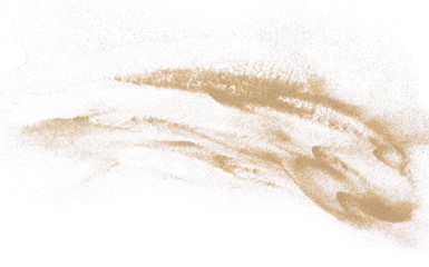 Desert sand isolated on white background and texture, with clipping path, top view