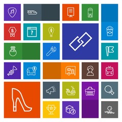 Modern, simple, colorful vector icon set with landscape, laboratory, loudspeaker, white, repair, car, loud, marine, bag, sound, fashion, style, voice, music, transportation, leather, equipment icons