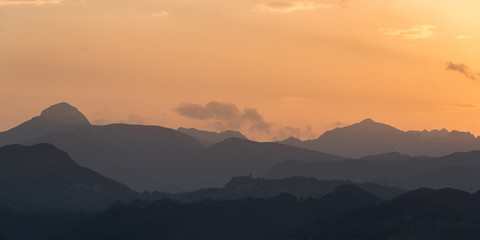Spring Sunset Over Mountains
