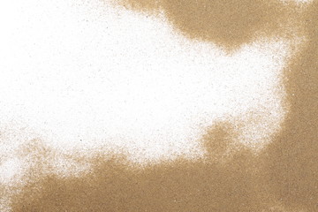 Desert sand isolated on white background and texture, with clipping path, top view