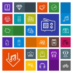 Modern, simple, colorful vector icon set with finance, download, communication, wireless, pen, book, bicycle, door, old, paper, alien, staff, bike, business, coin, monster, people, queen, cycle icons