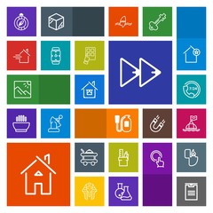 Modern, simple, colorful vector icon set with south, stationery, buoy, building, architecture, scenery, shipping, sea, office, property, direction, player, equipment, estate, box, emergency, bed icons