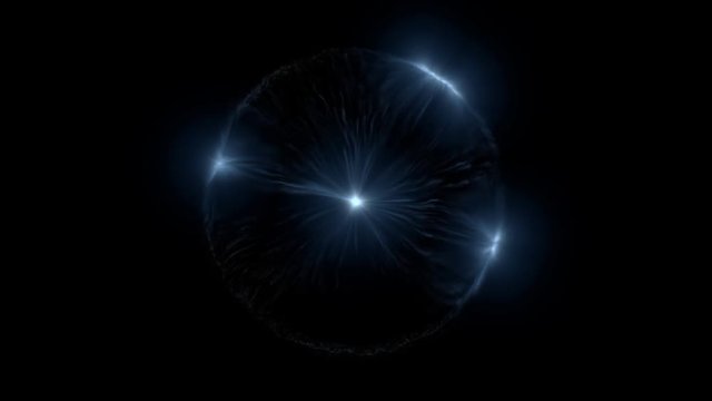 Blue fancy sphere in a dark background