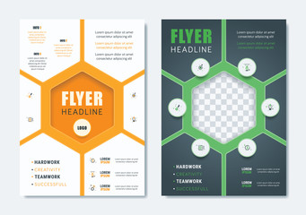 Business Modern Brochure Template. Minimalist Clean Flyer Leaflet Cover Magazine Layout Design in A4 Size with Dinamic Shape. Vector Illustration