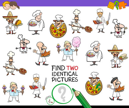 find two identical chef characters game for kids