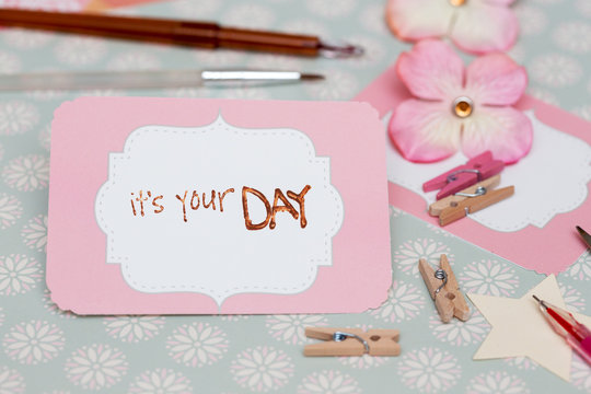 scrapbook - process of creating a postcard