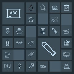 Modern, simple, dark vector icon set with loudspeaker, finance, relocation, human, board, document, travel, white, job, package, music, business, banking, pc, yacht, price, water, baseball, wood icons