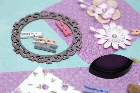 scrapbook - process of creating a postcard