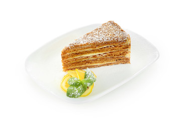 Cake Honey on a white plate