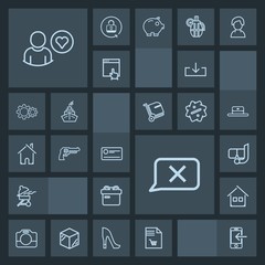 Modern, simple, dark vector icon set with water, film, snorkel, camera, gift, money, summer, cheque, sign, internet, profile, web, barbecue, mobile, notebook, payment, phone, list, equipment icons