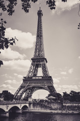 Fototapeta na wymiar The Eiffel Tower : a Famous Iron Sculpture, Symbol of Paris