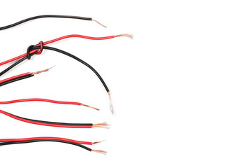 cut insulated cable, wire isolated on white background