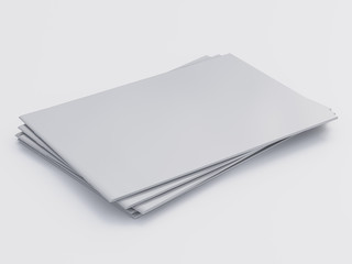 Pile Of Blank White Catalogs Or Magazines