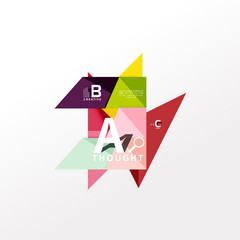 Geometric infographic banner, paper info diagram created with color shapes