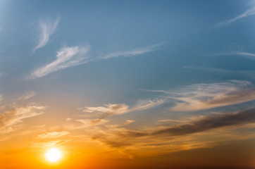 sunset time, color of sun