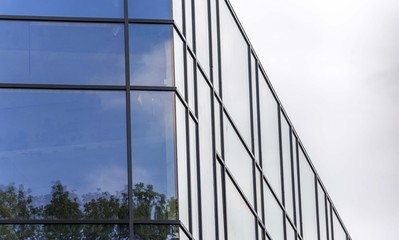urban city business building. Building glass windows isolated with reflections