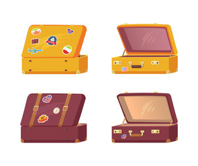 Set of Retro Suitcases Front Back Memory Stickers