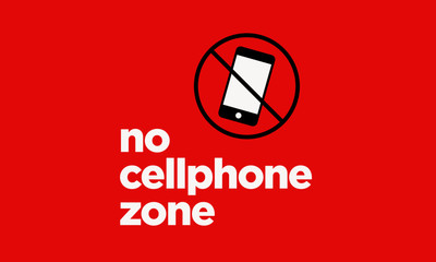 No Cellphone Zone Sticker Sign in Flat Modern Style Design