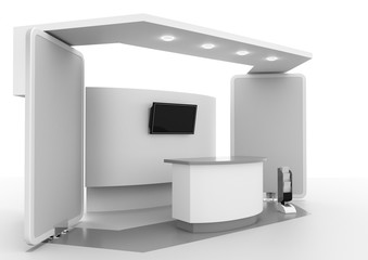 Empty Stand, Kiosk Or Booth Ready For Customization