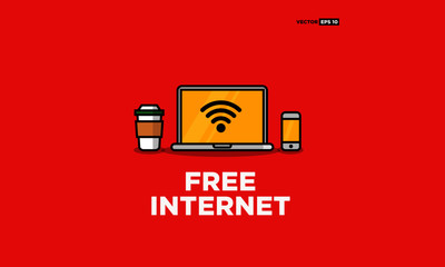 Free Internet Sticker Sign in Flat Modern Style Design