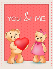 You and Me Happy Valentines Day Poster Two Bears