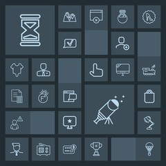 Modern, simple, dark vector icon set with winner, astronomy, interior, online, night, sign, medal, telescope, user, victory, temperature, web, network, championship, electricity, lamp, light icons