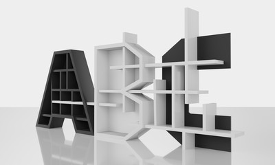 Shelf Letter Concept. 3D rendering