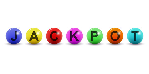 Vector lottery balls with jackpot text. Isolated on white background.