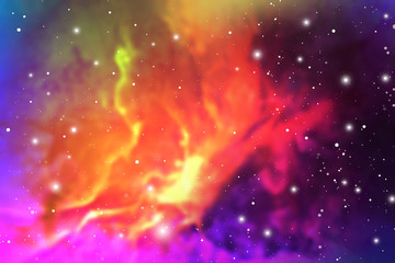 Elegant universe scientific outer space wallpaper. Cosmic light colorful nebula vector background for astronomy or astrology related art.