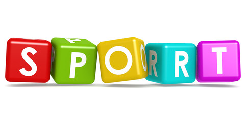 Colorful cube with sport word