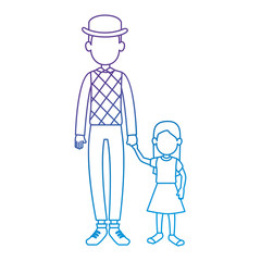 cute father with daughter avatars characters vector illustration design