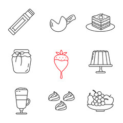 Confectionery linear icons set