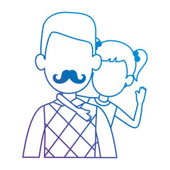 cute father lifting daughter avatars characters characters vector illustration