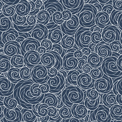 Obraz premium Seamless abstract hand-drawn waves pattern, wavy background.