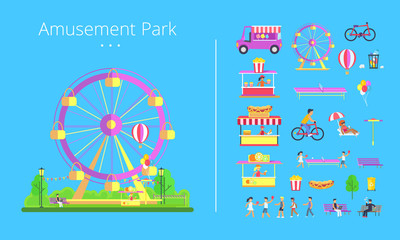 Amusement Park Collection Vector Illustration