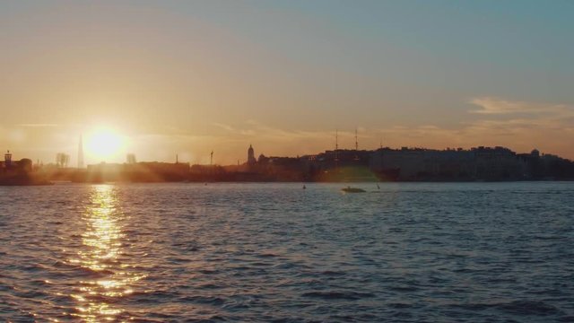 Saint-Petersburg. Sunset on the Neva river