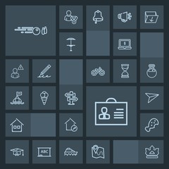 Modern, simple, dark vector icon set with laptop, screen, internet, person, snack, architecture, map, message, fast, queen, meal, home, college, computer, royal, sport, graduation, building, hit icons