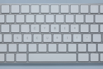 words cyber security on the computer keyboard with others keys deleted
