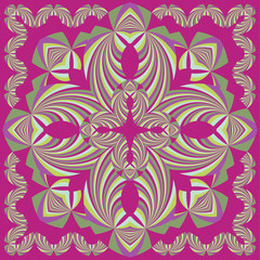 Colorful geometric shawl, scarf pattern. Vector abstract background for textile, surface, print design.