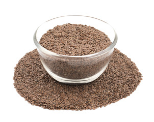 Organic Flax Seeds Also Know as Alsi, Linum usitatissimum or linseed Isolated on White Background